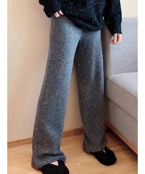 Mela(メラ)の「GLITTER KNIT WIDE PT(その他パンツ・レディース・グレー/ホワイト/ブラック・FREE)」の4枚目の写真