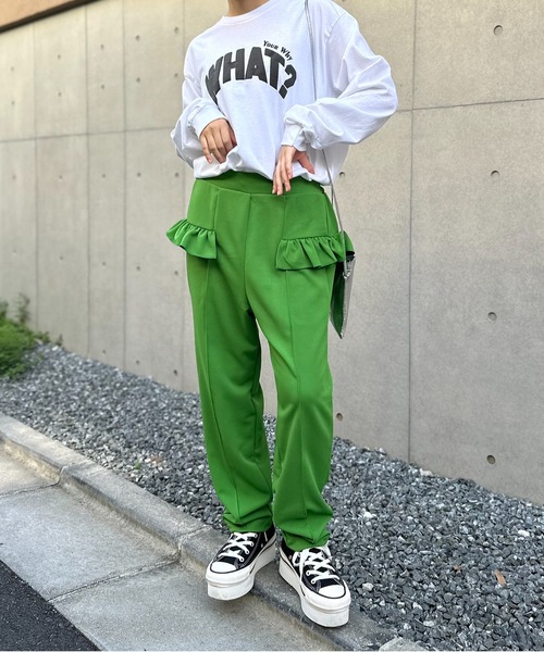 美品◎フレームワーク カットジョーゼットテーパードパンツ
