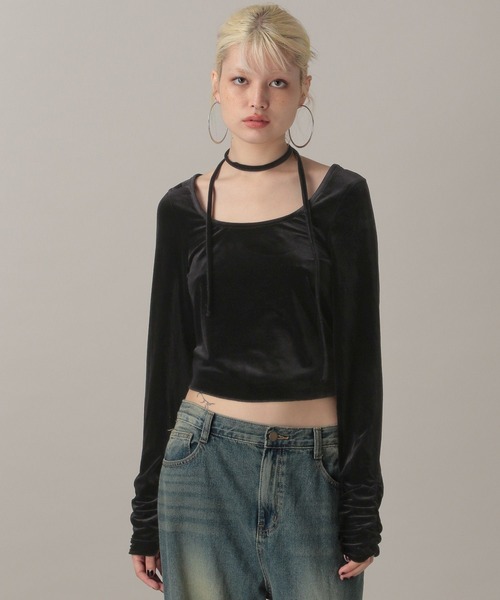 FOREVER 21（フォーエバー トゥエンティーワン）の「【2024FW】ボウタイ付きベロアトップス（Tシャツ/カットソー・レディース・ブラック/グレー/ピンク・MEDIUM/SMALL）」の20枚目の写真