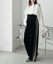 サイドレースラインベロアキャミサロペット│forksy.│165cm│MONO