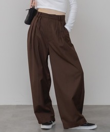 HEILIS（ヘイリス）の「【original】【サイズ展開あり】3タックツイルワイドスラックスパンツ / トラウザーズ 低身長 高身長 サイズ展開 チノパンツ ストレート センタープレス タックパンツノームコア シティガール  春服 夏服 秋服 冬服 スラックス オフィスカジュアル（スラックス）」