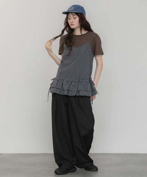 HEILIS(ヘイリス)の「【original】【サイズ展開あり】3タックツイルワイドスラックスパンツ / トラウザーズ 低身長 高身長 サイズ展開 チノパンツ ストレート センタープレス タックパンツノームコア シティガール 春服 夏服 秋服 冬服 スラックス オフィスカジュアル(スラックス・レディース・ブラウン/ブラック/カーキ・XL/XS/S/M/L)」の12枚目の写真