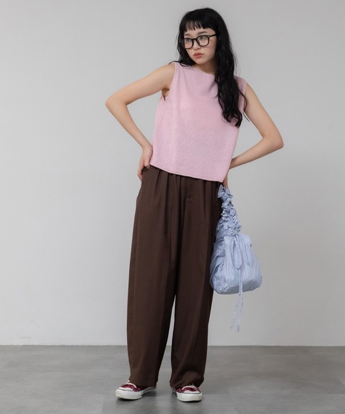 HEILIS(ヘイリス)の「【original】【サイズ展開あり】3タックツイルワイドスラックスパンツ / トラウザーズ 低身長 高身長 サイズ展開 チノパンツ ストレート センタープレス タックパンツノームコア シティガール 春服 夏服 秋服 冬服 スラックス オフィスカジュアル(スラックス・レディース・ブラウン/ブラック/カーキ・XL/XS/S/M/L)」の18枚目の写真