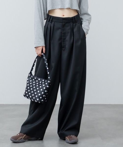 HEILIS(ヘイリス)の「【original】【サイズ展開あり】3タックツイルワイドスラックスパンツ / トラウザーズ 低身長 高身長 サイズ展開 チノパンツ ストレート センタープレス タックパンツノームコア シティガール 春服 夏服 秋服 冬服 スラックス オフィスカジュアル(スラックス・レディース・ブラウン/ブラック/カーキ・XL/XS/S/M/L)」の21枚目の写真