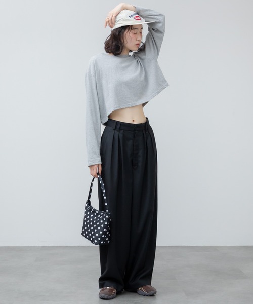 HEILIS(ヘイリス)の「【original】【サイズ展開あり】3タックツイルワイドスラックスパンツ / トラウザーズ 低身長 高身長 サイズ展開 チノパンツ ストレート センタープレス タックパンツノームコア シティガール 春服 夏服 秋服 冬服 スラックス オフィスカジュアル(スラックス・レディース・ブラウン/ブラック/カーキ・XL/XS/S/M/L)」の22枚目の写真