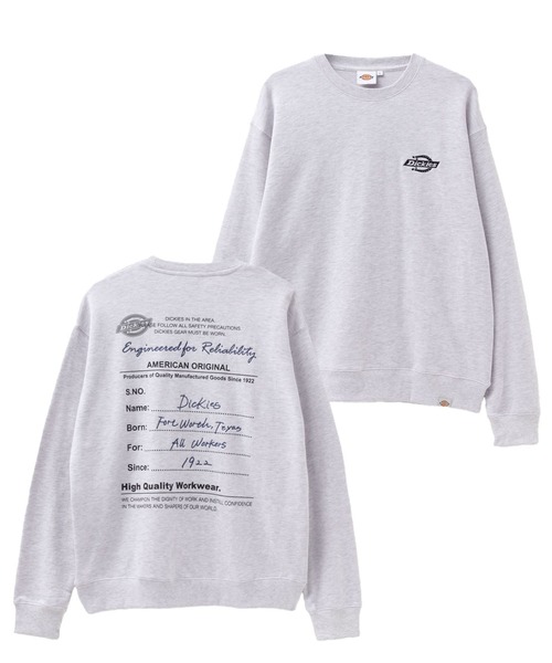 セール】【Dickies】裏毛刺繍 バックロゴ クルーネック