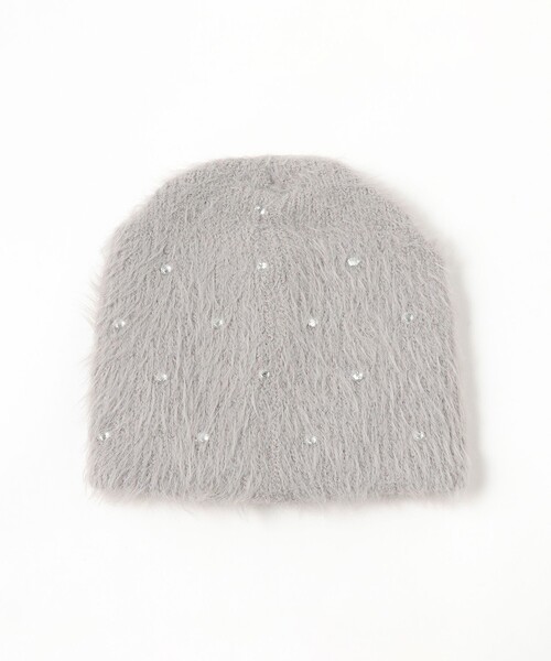 Ray BEAMS(レイビームス)の「ビジュー ビーニー(ニットキャップ/ビーニー・レディース・グレー/ブラック・ONE SIZE)」の4枚目の写真