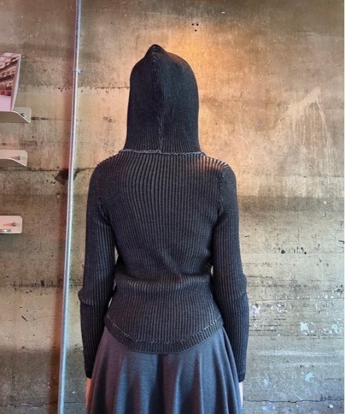 ipugo(イプゴ)の「ipugo/イプゴ ニットフードパーカー 冬服(ニット/セーター・レディース・ブラウン/チャコール・FREE)」の10枚目の写真