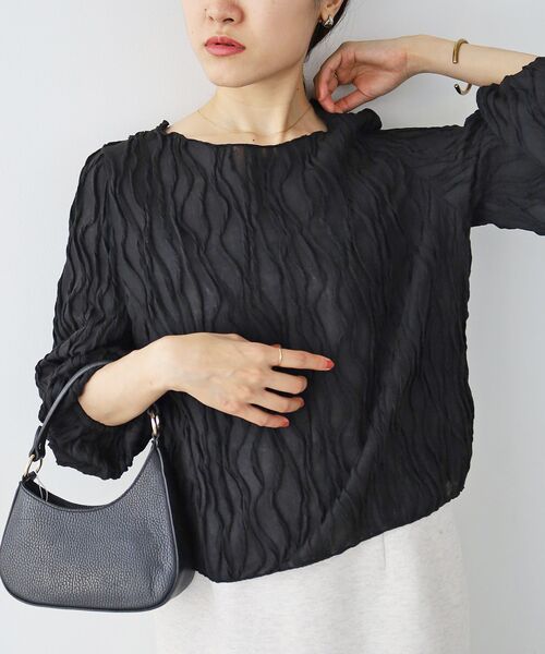 le.coeur blanc（ルクールブラン）の「ウェーブデザインカットソー（Tシャツ/カットソー・レディース・ブラック/オフホワイト・38）」の2枚目の写真