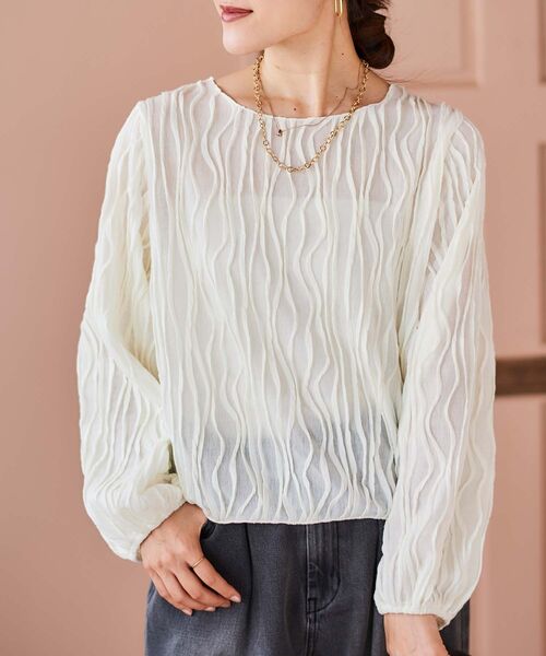 le.coeur blanc（ルクールブラン）の「ウェーブデザインカットソー（Tシャツ/カットソー・レディース・ブラック/オフホワイト・38）」の6枚目の写真