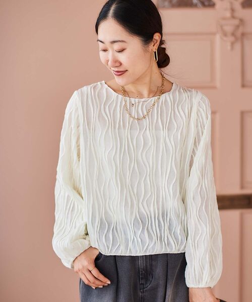 le.coeur blanc（ルクールブラン）の「ウェーブデザインカットソー（Tシャツ/カットソー・レディース・ブラック/オフホワイト・38）」の7枚目の写真