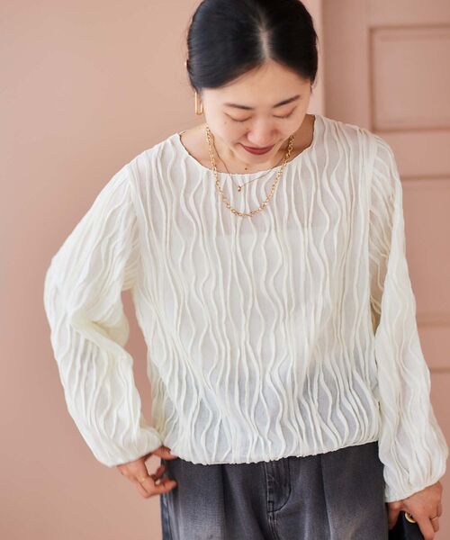 le.coeur blanc（ルクールブラン）の「ウェーブデザインカットソー（Tシャツ/カットソー・レディース・ブラック/オフホワイト・38）」の8枚目の写真