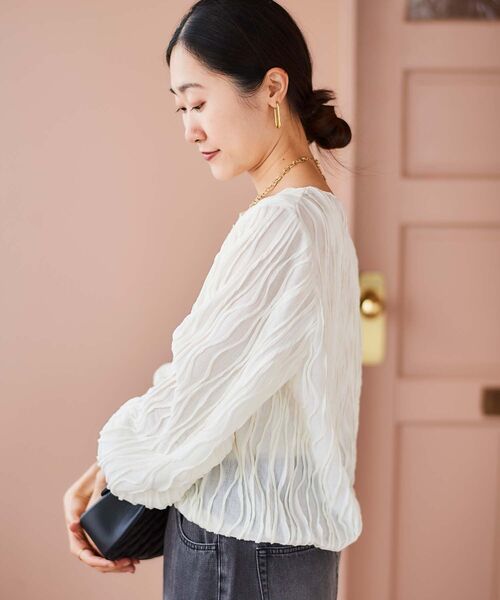 le.coeur blanc（ルクールブラン）の「ウェーブデザインカットソー（Tシャツ/カットソー・レディース・ブラック/オフホワイト・38）」の9枚目の写真