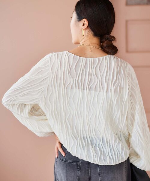le.coeur blanc（ルクールブラン）の「ウェーブデザインカットソー（Tシャツ/カットソー・レディース・ブラック/オフホワイト・38）」の10枚目の写真