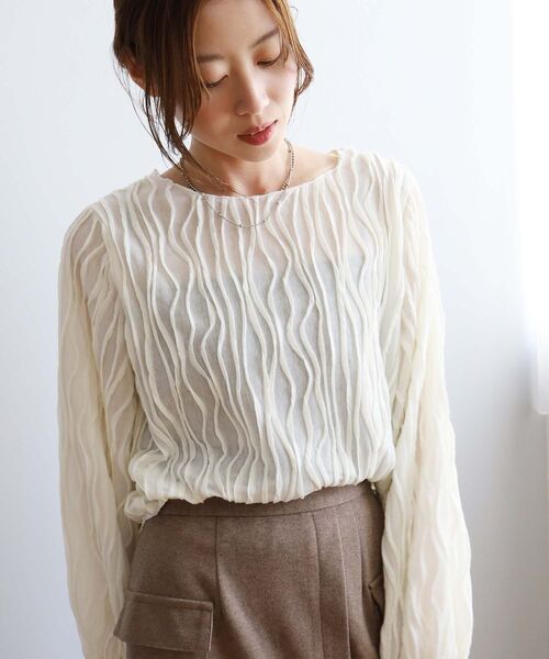 le.coeur blanc（ルクールブラン）の「ウェーブデザインカットソー（Tシャツ/カットソー・レディース・ブラック/オフホワイト・38）」の16枚目の写真