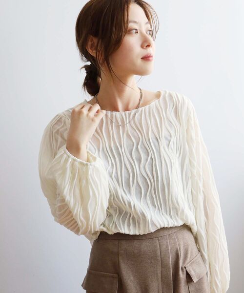 le.coeur blanc（ルクールブラン）の「ウェーブデザインカットソー（Tシャツ/カットソー・レディース・ブラック/オフホワイト・38）」の17枚目の写真