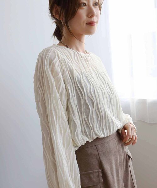 le.coeur blanc（ルクールブラン）の「ウェーブデザインカットソー（Tシャツ/カットソー・レディース・ブラック/オフホワイト・38）」の18枚目の写真