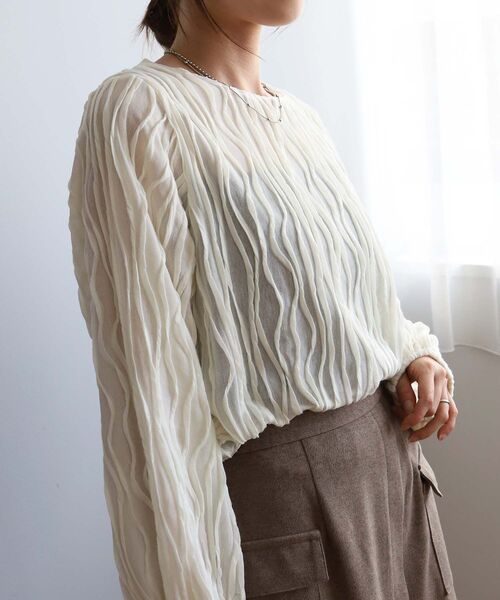 le.coeur blanc（ルクールブラン）の「ウェーブデザインカットソー（Tシャツ/カットソー・レディース・ブラック/オフホワイト・38）」の19枚目の写真