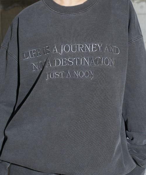 JUST A NOON（ジャストアヌーン）の「ロゴ刺繍クルーネックセットアップ（スウェット・レディース・ピンク/グレー/ブラック・FREE）」の7枚目の写真