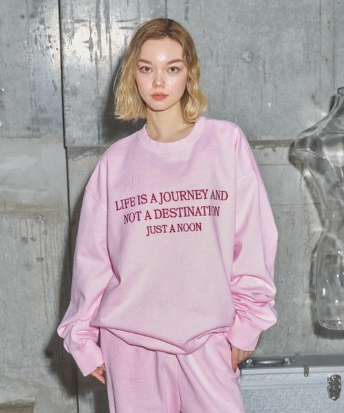 JUST A NOON（ジャストアヌーン）の「ロゴ刺繍クルーネックセットアップ（スウェット・レディース・ピンク/グレー/ブラック・FREE）」の13枚目の写真