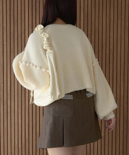 Ambre Neige(アンブルネージュ)の「ポンポンニットカーディガン/WEB/EC限定商品(カーディガン/ボレロ・レディース・アイボリー/ライトグレー/ピンク・FREE)」の9枚目の写真