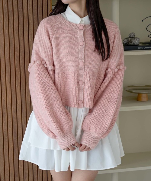 Ambre Neige(アンブルネージュ)の「ポンポンニットカーディガン/WEB/EC限定商品(カーディガン/ボレロ・レディース・アイボリー/ライトグレー/ピンク・FREE)」の20枚目の写真