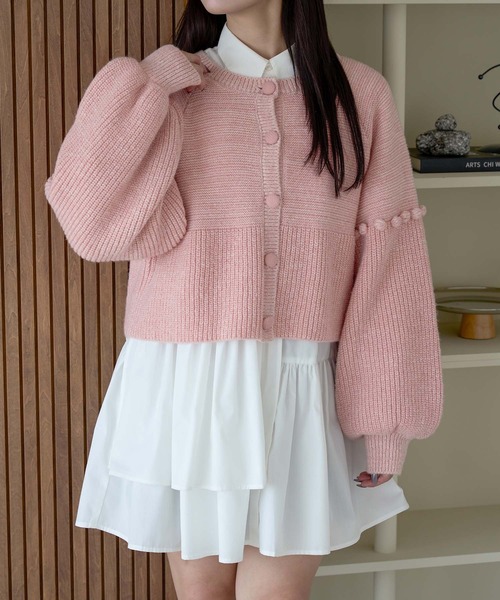 Ambre Neige(アンブルネージュ)の「ポンポンニットカーディガン/WEB/EC限定商品(カーディガン/ボレロ・レディース・アイボリー/ライトグレー/ピンク・FREE)」の22枚目の写真