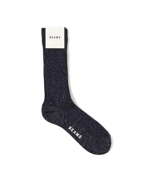 BEAMS(ビームス)の「ラメ クルー ソックス(ソックス/靴下・メンズ・ネイビー/ホワイト/ブラック/インディゴブルー・ONE SIZE)」の4枚目の写真