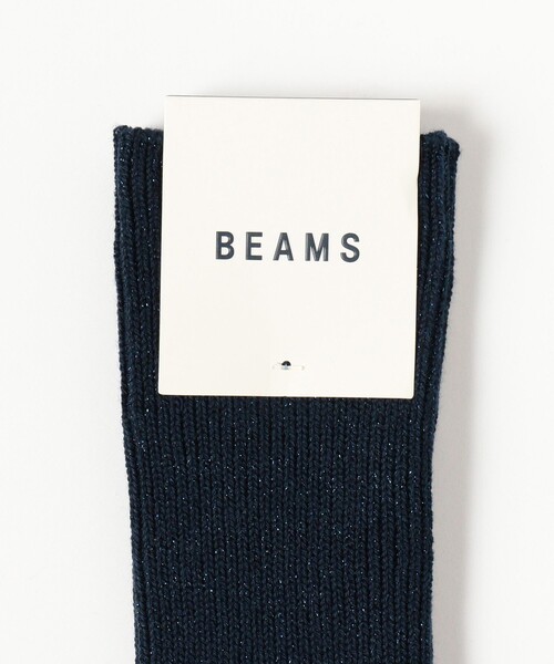 BEAMS(ビームス)の「ラメ クルー ソックス(ソックス/靴下・メンズ・ネイビー/ホワイト/ブラック/インディゴブルー・ONE SIZE)」の9枚目の写真