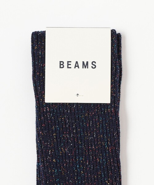 BEAMS(ビームス)の「ラメ クルー ソックス(ソックス/靴下・メンズ・ネイビー/ホワイト/ブラック/インディゴブルー・ONE SIZE)」の11枚目の写真