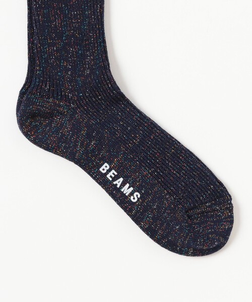 BEAMS(ビームス)の「ラメ クルー ソックス(ソックス/靴下・メンズ・ネイビー/ホワイト/ブラック/インディゴブルー・ONE SIZE)」の12枚目の写真