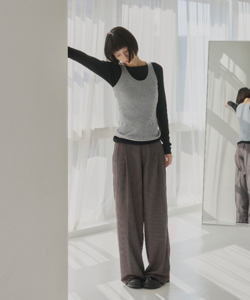 haek（ハク）の「stripe wide pants/ストライプワイドパンツ（その他パンツ・レディース・グレー/ネイビー・SMALL/MEDIUM）」の13枚目の写真