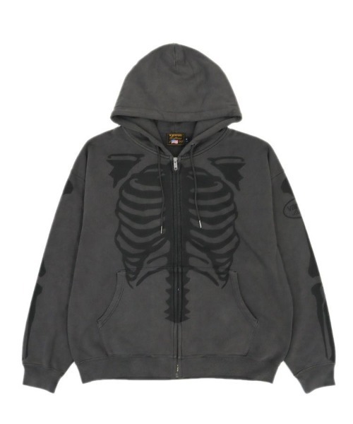 VANSON（ヴァンソン）の「【VANSON / バンソン】VANSON BONE ZIP UP [RZA-2402]（パーカー・メンズ・ブラック×ホワイト/ブラック×ブラック・L/M）」の2枚目の写真