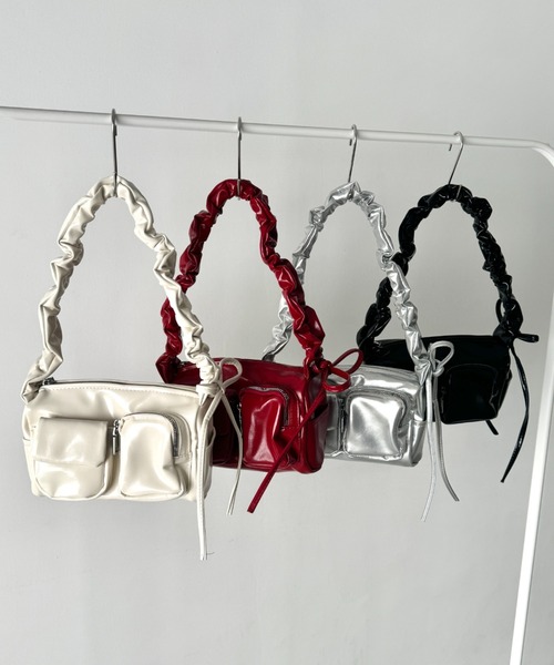 セール】ダブルポケットシャーリングリボンバッグ（ショルダーバッグ