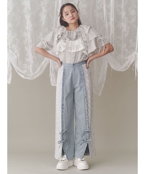 merry jenny（メリージェニー）の「レースティアードビスチェ（キャミソール・レディース・ブラック/オフホワイト・FREE）」の17枚目の写真