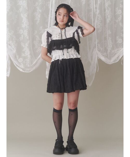 merry jenny（メリージェニー）の「レースティアードビスチェ（キャミソール・レディース・ブラック/オフホワイト・FREE）」の14枚目の写真