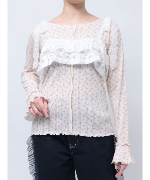 merry jenny（メリージェニー）の「レースティアードビスチェ（キャミソール・レディース・ブラック/オフホワイト・FREE）」の22枚目の写真