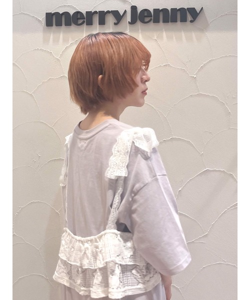 merry jenny（メリージェニー）の「レースティアードビスチェ（キャミソール・レディース・ブラック/オフホワイト・FREE）」の3枚目の写真