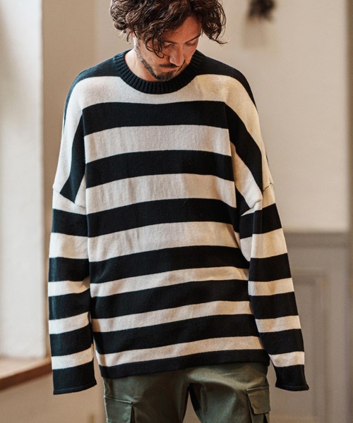 mn3079- Cashmere Blend Border Knit Pullover ボーダーニット（ニット