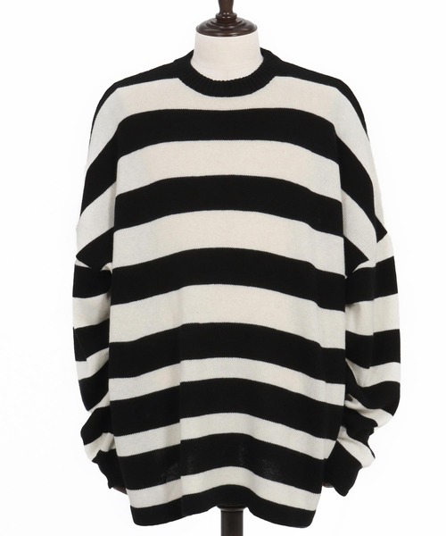 CAMBIO（カンビオ）の「mn3079- Cashmere Blend Border Knit Pullover ボーダーニット（ニット/セーター・メンズ・ホワイト×ブラック・S/M/L）」の8枚目の写真