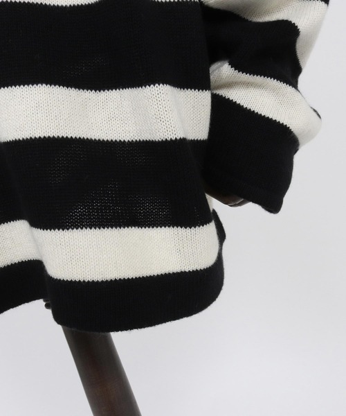 CAMBIO（カンビオ）の「mn3079- Cashmere Blend Border Knit Pullover ボーダーニット（ニット/セーター・メンズ・ホワイト×ブラック・S/M/L）」の4枚目の写真