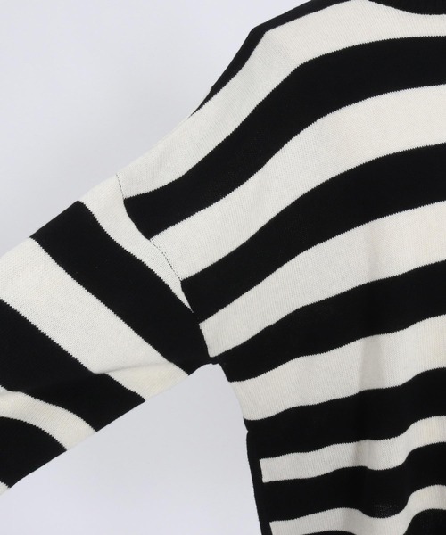 CAMBIO（カンビオ）の「mn3079- Cashmere Blend Border Knit Pullover ボーダーニット（ニット/セーター・メンズ・ホワイト×ブラック・S/M/L）」の2枚目の写真