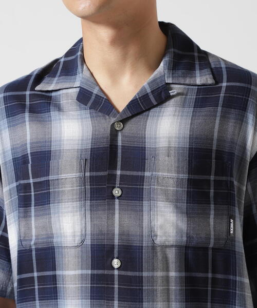 AVIREX（アヴィレックス）の「ONE POINT OMBRE CHECK SHIRT / 半袖 ワンポイント オンブレチェックシャツ / AVIREX / アヴィレックス（シャツ/ブラウス・メンズ・ブルー/ブラック・MEDIUM/LARGE/X-LARGE/XX-LARGE）」の6枚目の写真