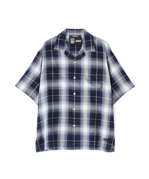 AVIREX（アヴィレックス）の「ONE POINT OMBRE CHECK SHIRT / 半袖 ワンポイント オンブレチェックシャツ / AVIREX / アヴィレックス（シャツ/ブラウス・メンズ・ブルー/ブラック・MEDIUM/LARGE/X-LARGE/XX-LARGE）」の9枚目の写真