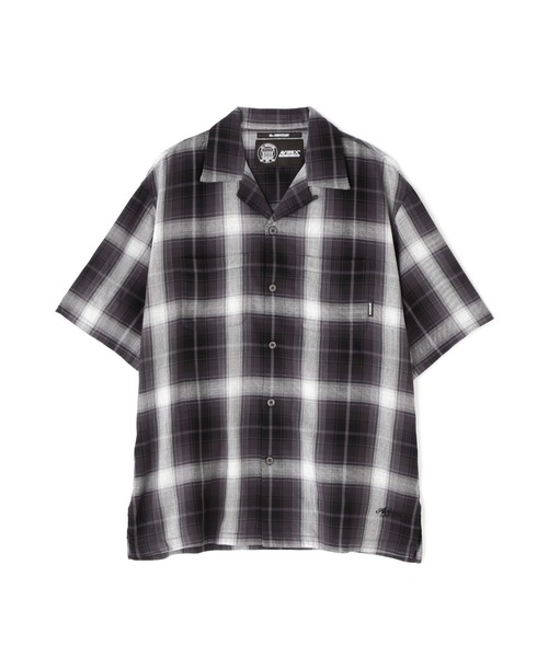 AVIREX（アヴィレックス）の「ONE POINT OMBRE CHECK SHIRT / 半袖 ワンポイント オンブレチェックシャツ / AVIREX / アヴィレックス（シャツ/ブラウス・メンズ・ブルー/ブラック・MEDIUM/LARGE/X-LARGE/XX-LARGE）」の2枚目の写真