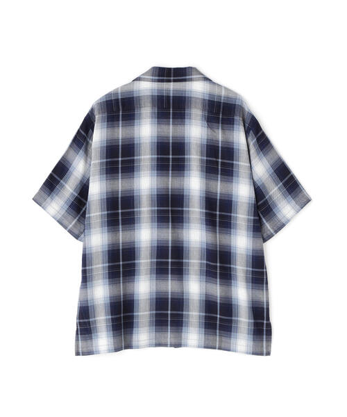 AVIREX（アヴィレックス）の「ONE POINT OMBRE CHECK SHIRT / 半袖 ワンポイント オンブレチェックシャツ / AVIREX / アヴィレックス（シャツ/ブラウス・メンズ・ブルー/ブラック・MEDIUM/LARGE/X-LARGE/XX-LARGE）」の4枚目の写真