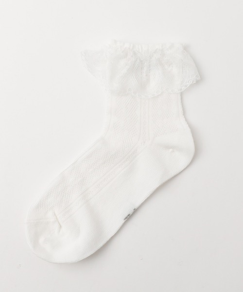 URBAN CHERRY（アーバンチェリー）の「【2足セット】レースフリルリボンソックス（ソックス/靴下・キッズ・ホワイト・M/L）」の3枚目の写真