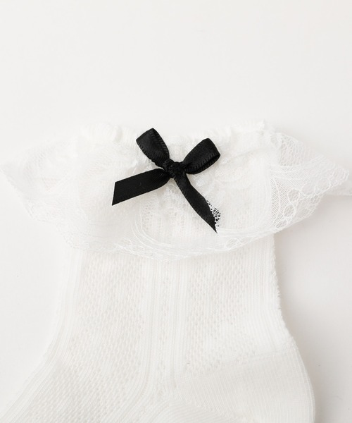 URBAN CHERRY（アーバンチェリー）の「【2足セット】レースフリルリボンソックス（ソックス/靴下・キッズ・ホワイト・M/L）」の5枚目の写真