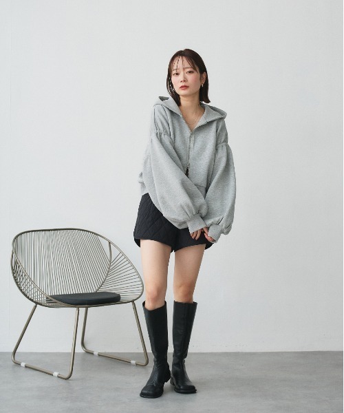 ad thie(アドティエ)の「バルーンスリーブ ポンチ ジップパーカー(パーカー・レディース・杢グレー/ブラック・LARGE/MEDIUM)」の21枚目の写真