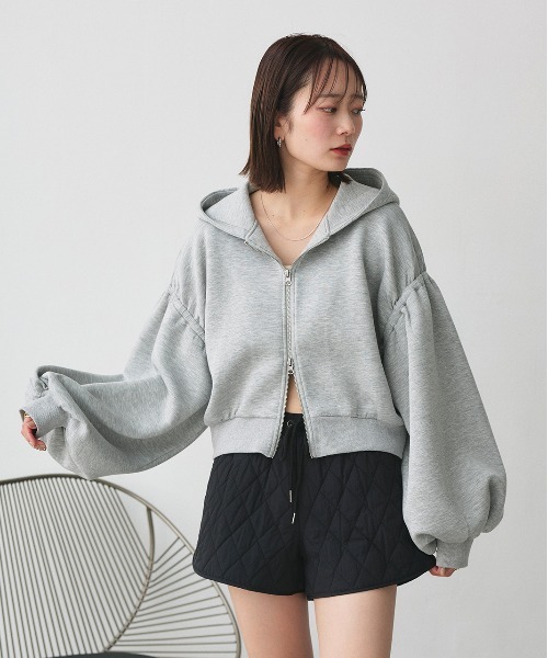 ad thie(アドティエ)の「バルーンスリーブ ポンチ ジップパーカー(パーカー・レディース・杢グレー/ブラック・LARGE/MEDIUM)」の17枚目の写真